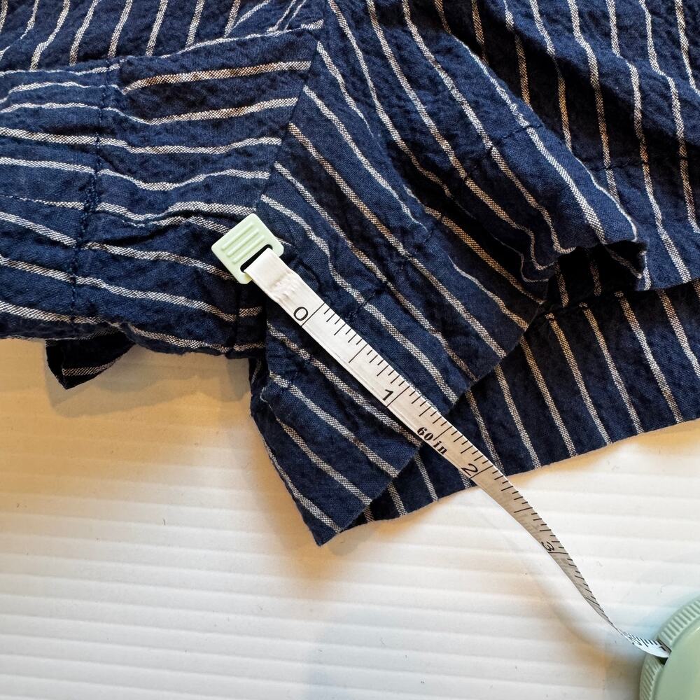 L'AGENCE Jameson High Rise Shorts Size 28 Navy Stripe Seersucker Cotton Linen - Picture 8 of 16